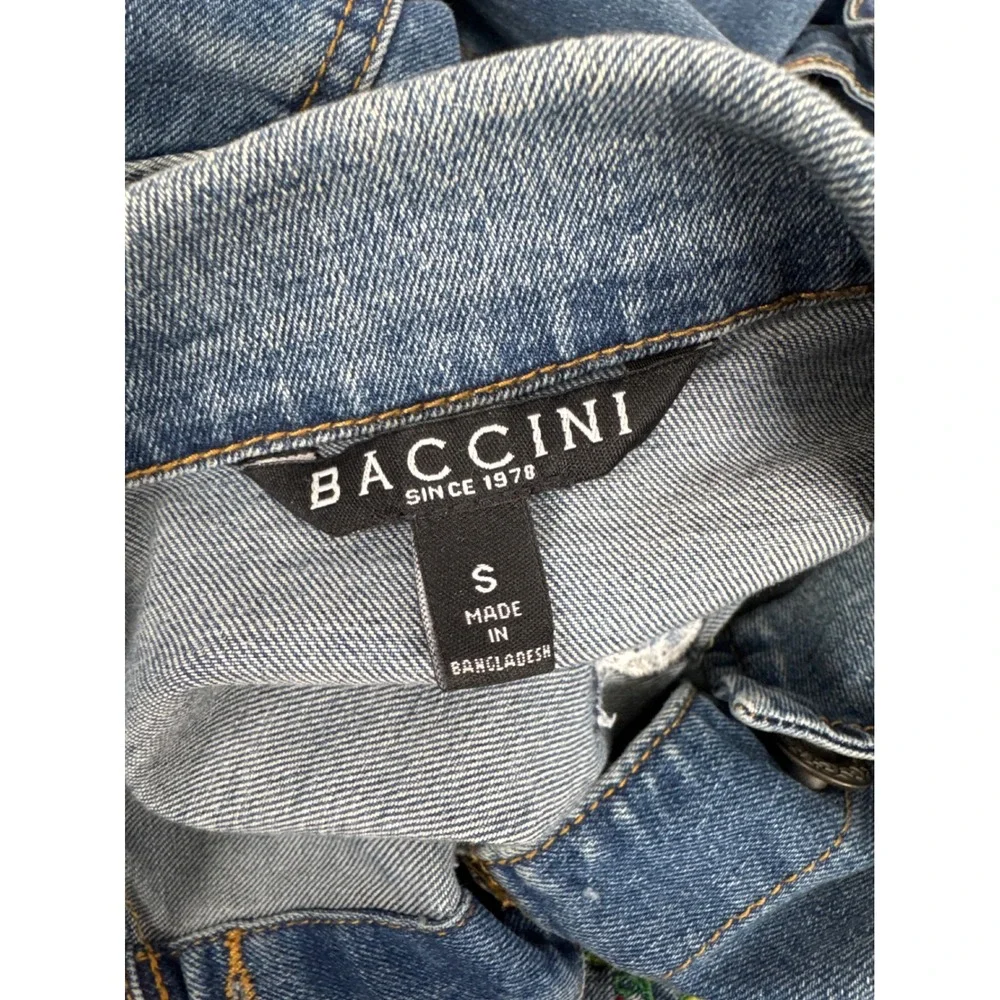Baccini Women's Denim Jacket Embroidered Birds Humming Roses Butterflies Small - Picture 6 of 9